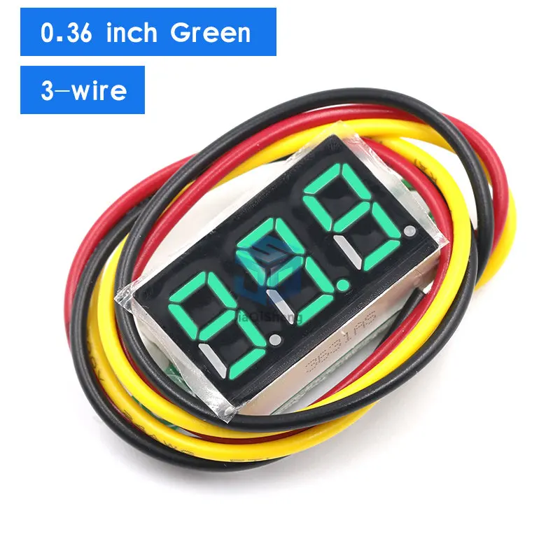 0.36 인치 0.36 인치 디지털 전압계, 빨간색 녹색 파란색 DC 0V-100V, 3 줄, 3 자리 전압 패널 미터 디스플레이, led 색상