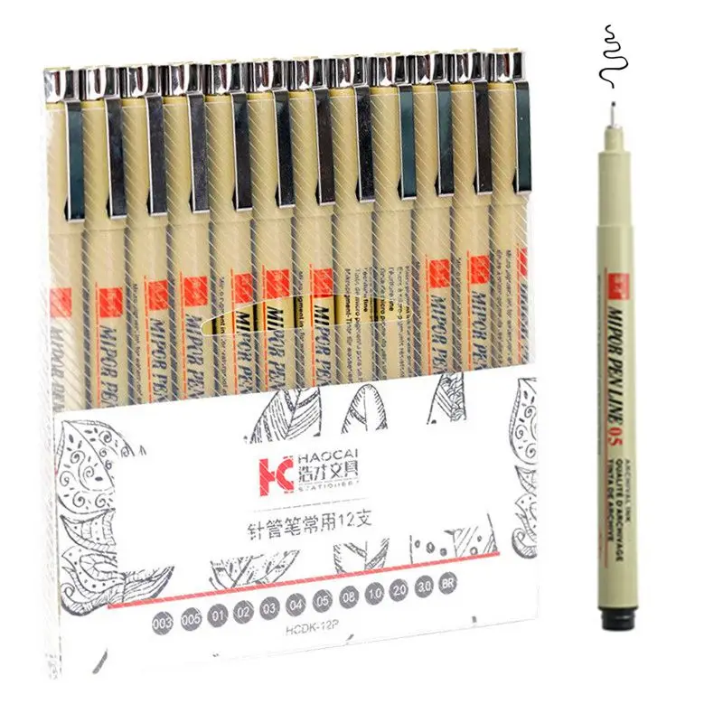 

Waterproof Micron Pen Set for Manga 9/12 Pcs Black Needle Drawing Liner Sketching Art Markers School&Office Supplies