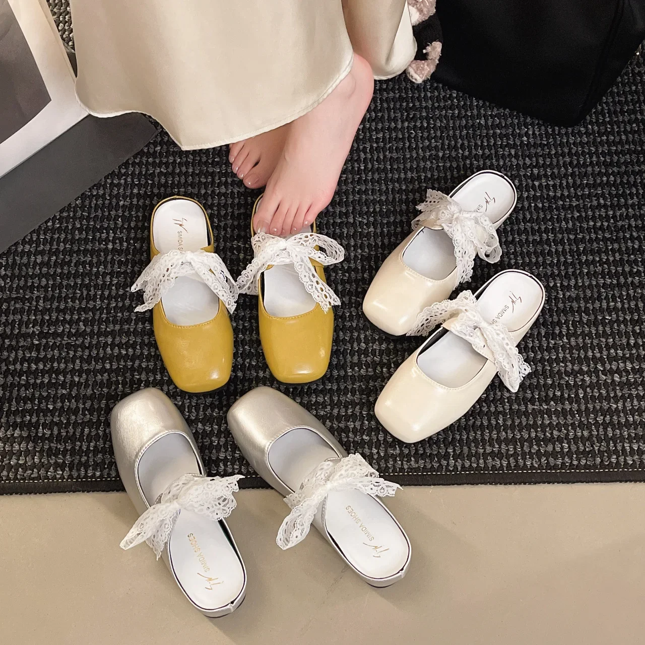 

Summer Women's French Chic Closed-Toe Slippers Sandals Slides Soft Sole Fairy Elegant Slip-On Shoe Casual Outdoor Beach & Luxury