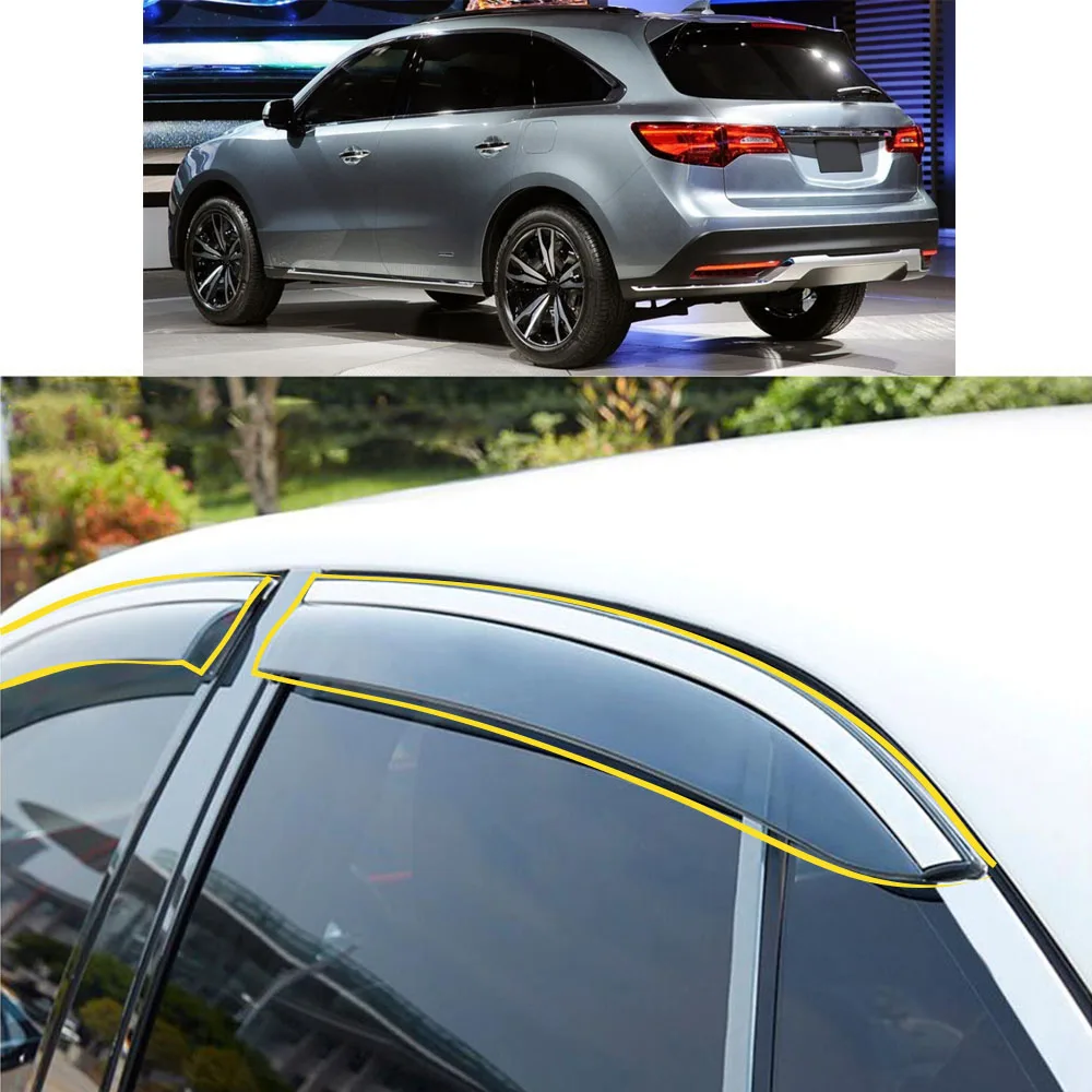 Car Body Styling Sticker Plastic Window Glass Wind Visor Rain/Sun Guard Vent For ACURA MDX 2007 2008 2009 2010 2011 2012 2013