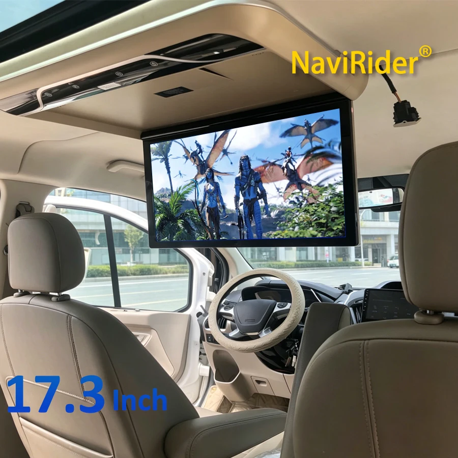 Android13 17.3 Inch 1920*1080P MP5 Screen Car Multimedia Roof Player Bluetooth USB FM HDMI Input 16:9 HD LED Atmosphere Light