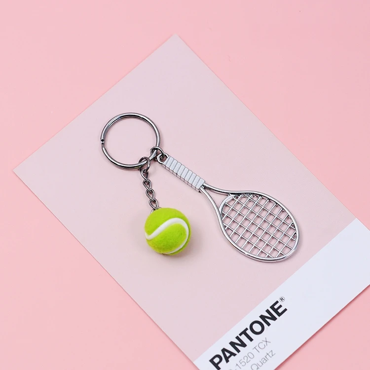 2024 Creative Tennis Ball Imitation Sports Game Cute Keychain For Women Key Chains Ring Car Bag Pendent Airpods Accessories D475