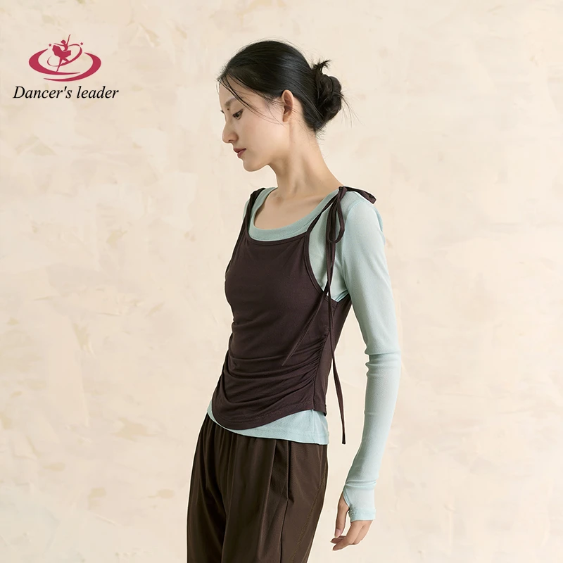 

Костюм для современного танца, женская одежда, осенний костюм для китайской танцевальной практики, повседневная одежда, два топа с длинными рукавами