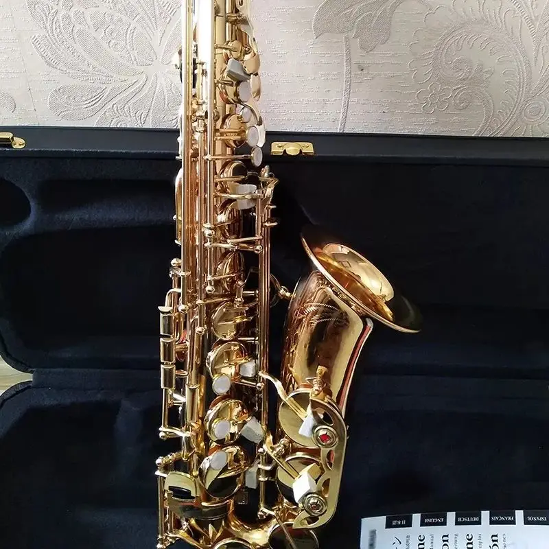 Gold 875 original one than the same structure professional alto saxophone drop E tone brass gold-plated shell button Alto sax