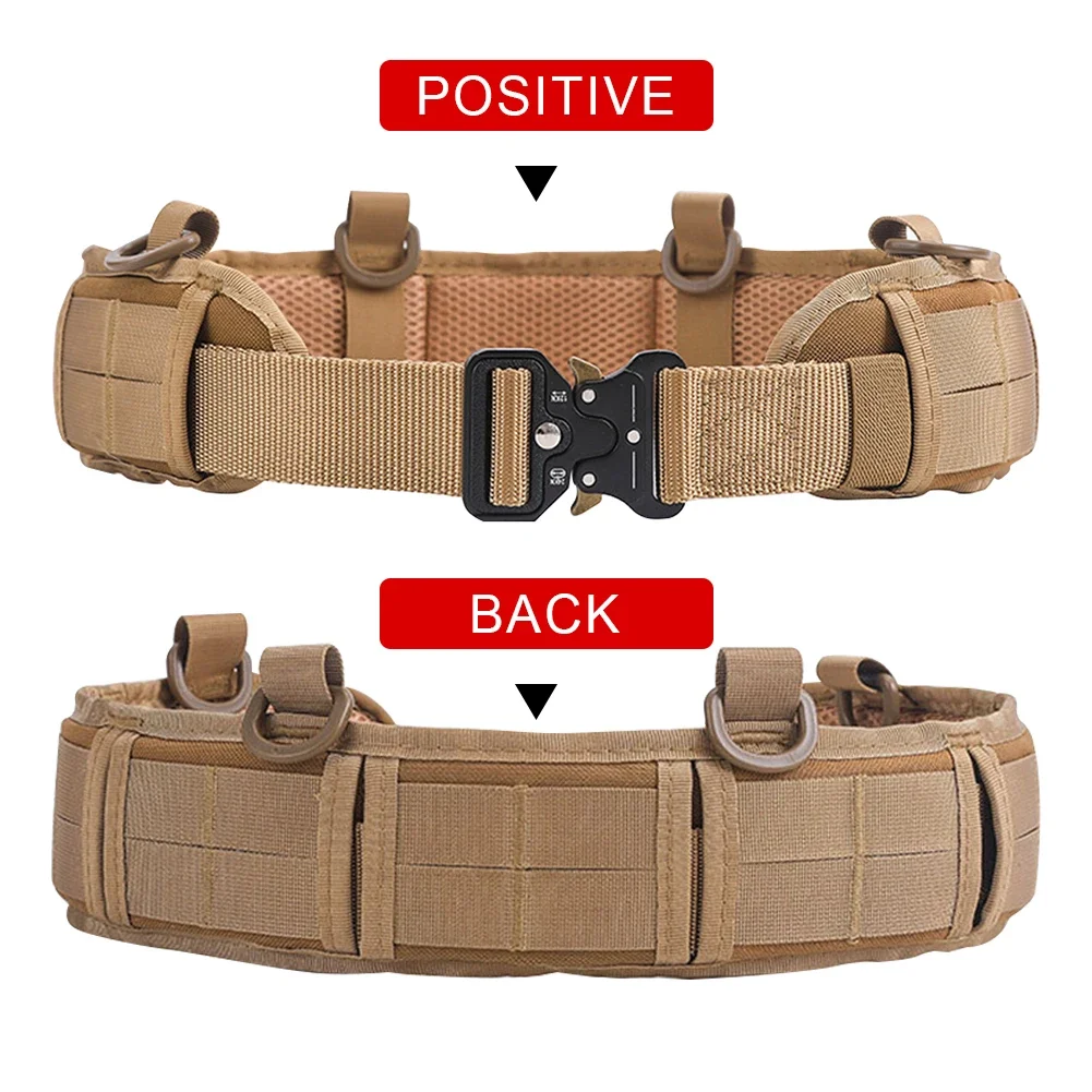 Tactical Belt Men Molle Battle Belt Airsoft Army Combat Outdoor CS Hunting Paintball Padded Waist Belt Set Adjustable