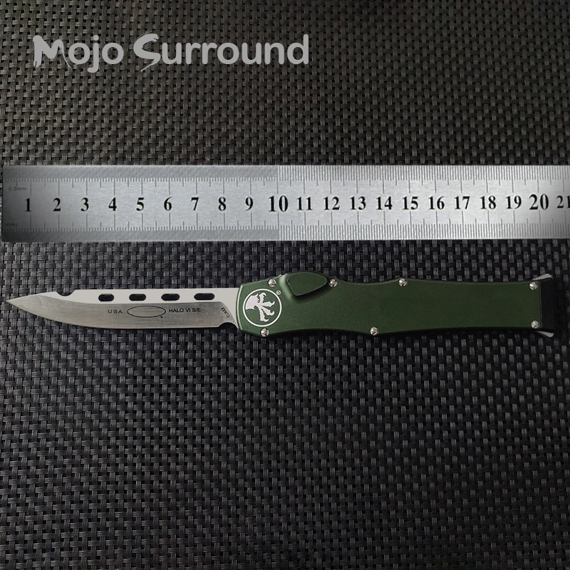 MICRO Halo Vl TECH Knife Green Pocketknives Hellhound Blade EDC SelfDefense Combat Tactical Pocket Knife HALO 6 Camping Knife A4