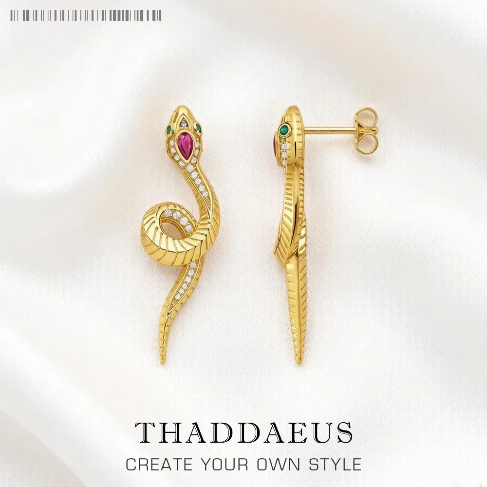 Drop Earrings Beauty Curved Shape Snake Gold Good Fine Jewelry For Women,Summer Brand New Bohemia Gift 925 Sterling Silver