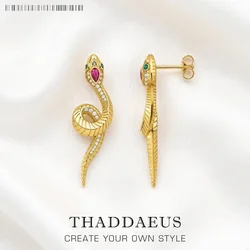Drop Earrings Beauty Curved Shape Snake Gold Good Fine Jewelry For Women,Summer Brand New Bohemia Gift 925 Sterling Silver