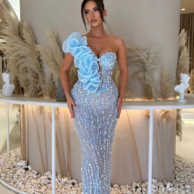 Maßgeschneiderte elegante Abendkleider, Meerjungfrau, trägerlos, Ballkleider, ärmellos, Illusion, Rüschen, Partykleid, modische Luxuskleider