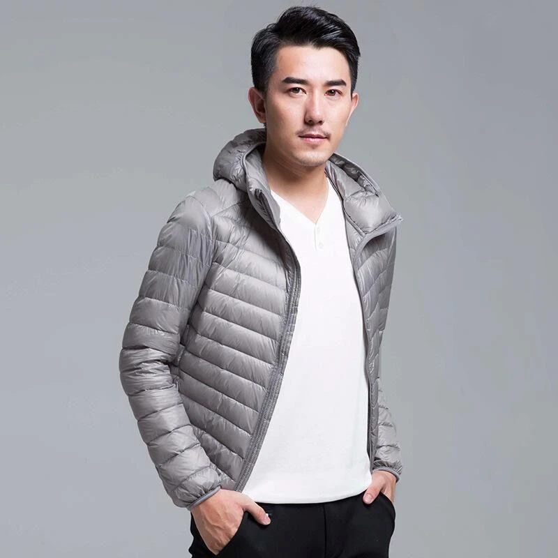 Jaket Puffer pendek Pria, jaket bulu angsa portabel ultra ringan model musim gugur dan dingin 2023