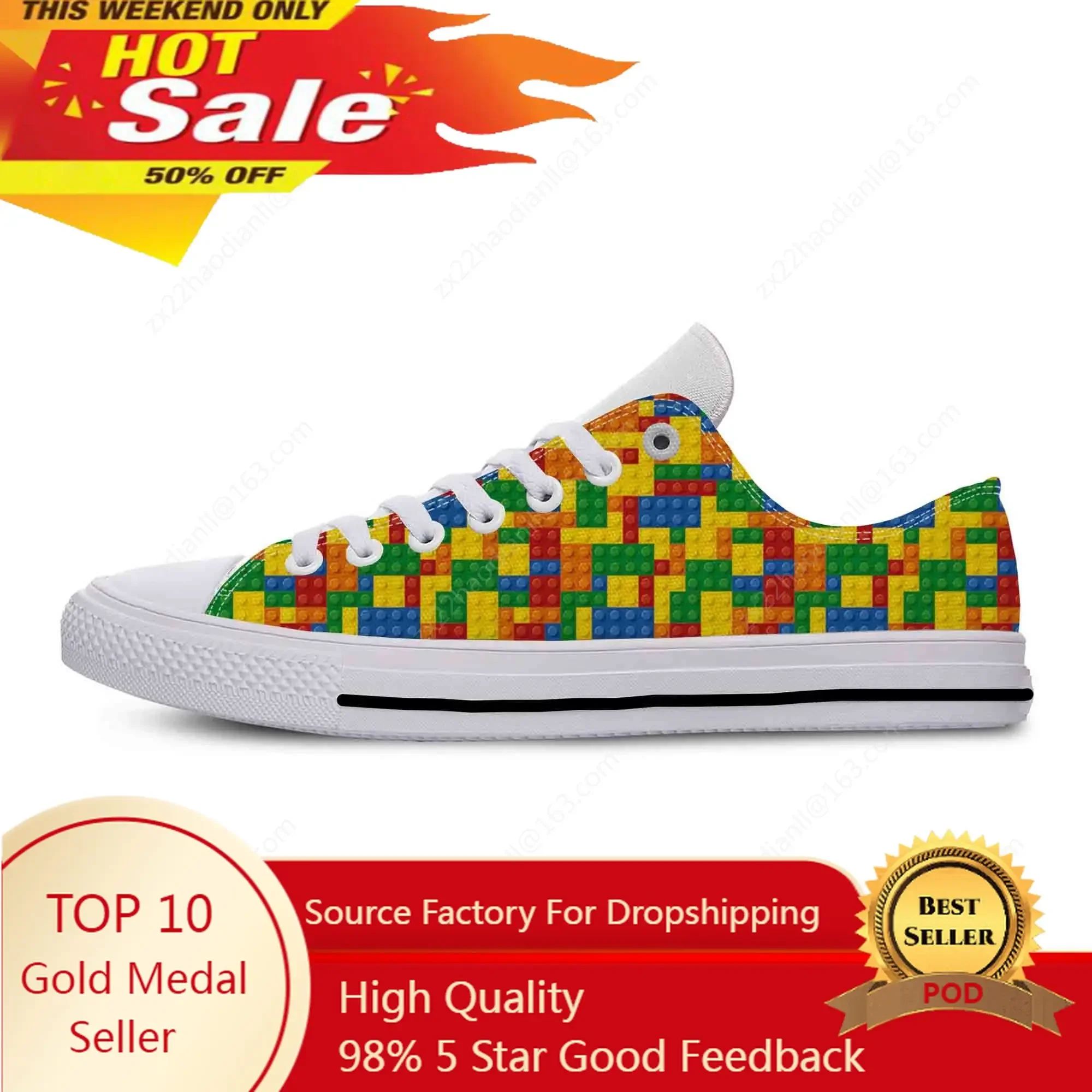 

Building Toys Toy Block Bricks Lightweight Cloth 3D Print Hot Fashion High Top Canvas Shoes Men Women Casual Breathable Sneakers