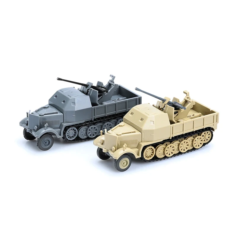 1/72 WWII German Half Track Air Defense Truck SD. Kfz.7/2 Antiair Armored Vehicle Model 4D Assemble Military Chariot Toy