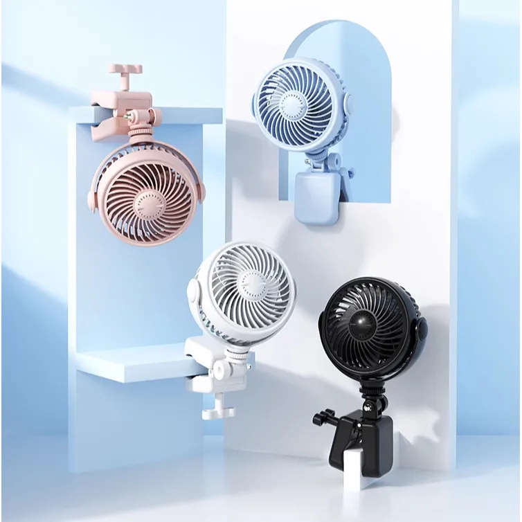 

Portable Car Clip on Fan Handheld Baby Stroller Fan Summer Cooler Clamp 4 Speed Wind 2000mAh Rechargeable Baby Cart Fan