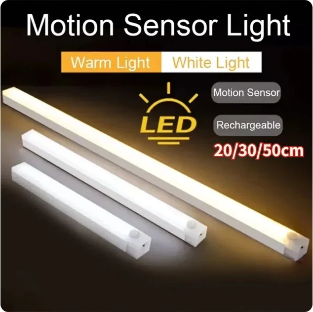 usb recarregavel led bar lights sensor de movimento detector dimmable luz noturna lampada portatil de inducao para cozinha 01