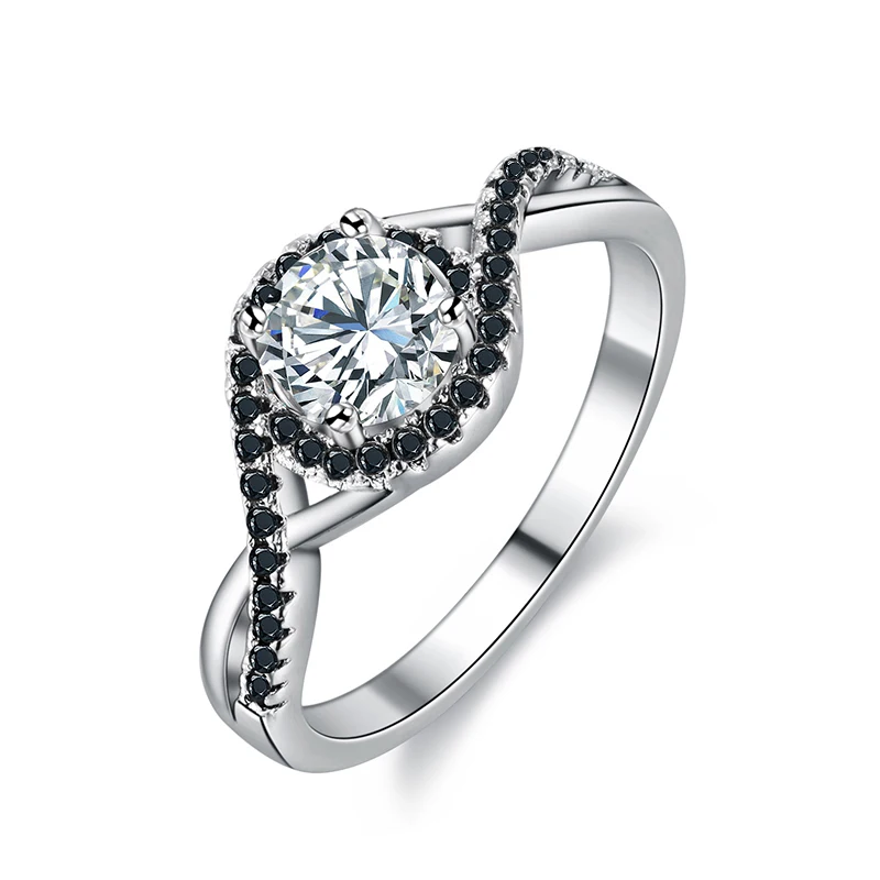 Black Dawn 2026 New Bijoux Trendy Silver Color Fashion Jewelry Black Spinel Engagement Ring for Women Anillos Mujer C502