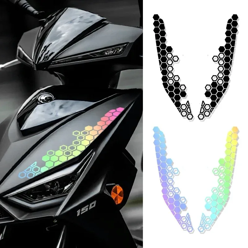 Motorcycle Honeycomb Decals Reflective Stickers Multicolor Decorative Sticker Motorbike Bumper Ornament Modification Accessories