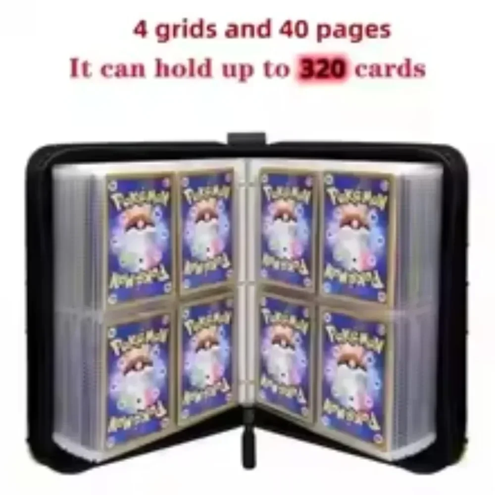 400 بطاقة من جلد البولي يوريثان الفاخر 50 صفحة قابلة للإزالة مكونة من 4 صفحات ألبوم بسحاب مقاوم للماء للحماية المهنية