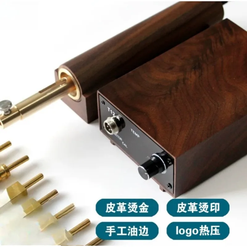 Electric Leather Edge Heating Creasing Iron Hot Stamping Press Machine For Leather Working Complete Set With 7 Polishing Heads