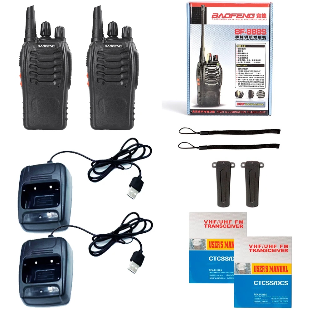 2023 Original 5/12W 2/4PCS Baofeng BF-888S Walkie Talkie UHF 400-470MHz BF 888S Barato Em Dois Sentidos presunto Rádios Transceptor USB Plug