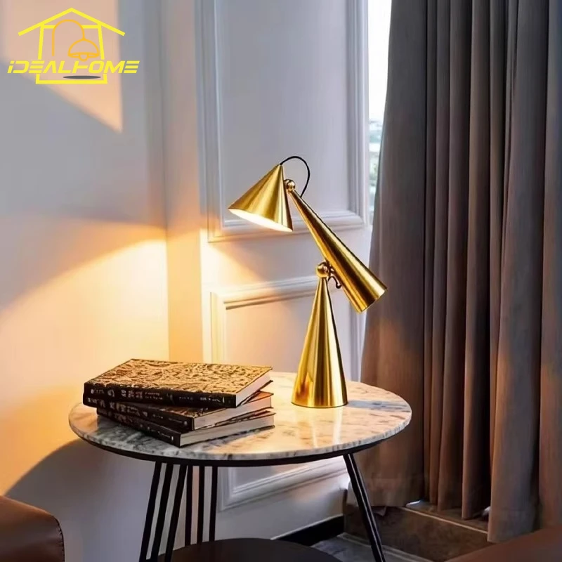 Nordic Design Conical Portable Table Lamp with USB Charging Art Decorative Desk Lights Study Living Room Bedroom Bedside Studio