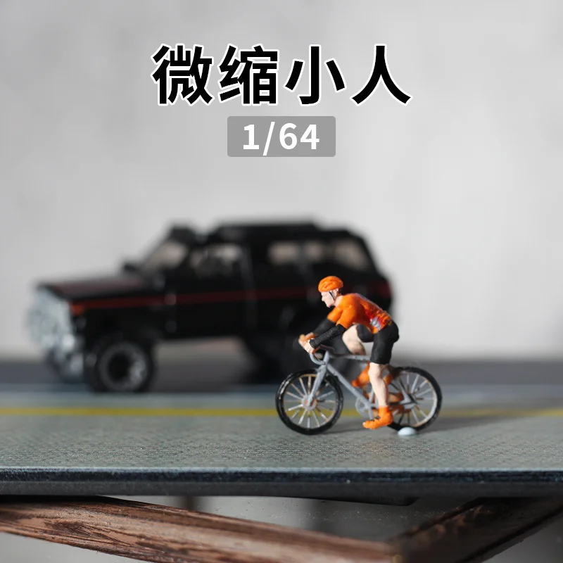 Painted 1/64 Cycling Boy Female rider Auto repair worker Leisure men Miniature Doll Model Mini Figurine Photography Prop Display