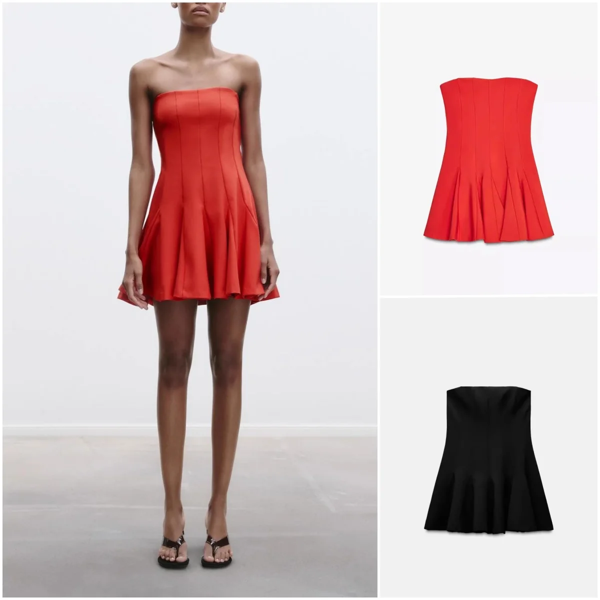 Spring New Women's ort Wide Sweep One oulder Straight Collar Tube Dr High Waist Polyester Fiber Summer Commute Sle