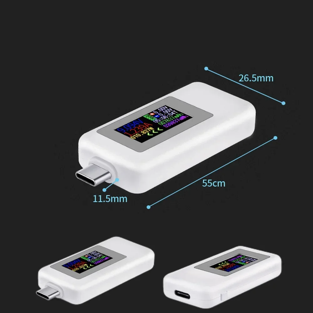 Probador USB tipo C, de 4 dígitos Monitor a Color, voltímetro de 4-30V, Detector de corriente, Compatible con QC2.0/3,0/PD/Samsung, carga rápida