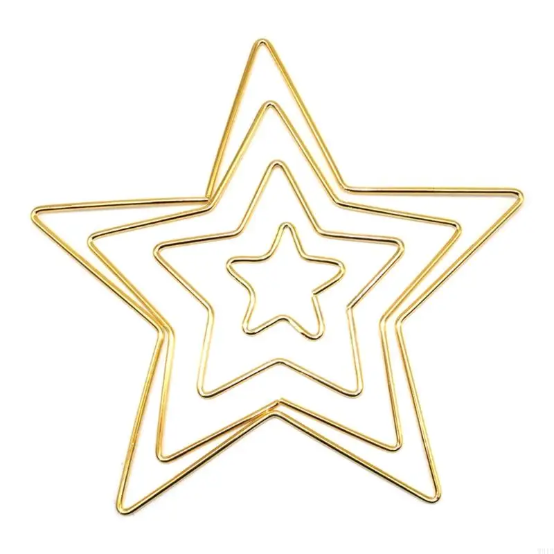 W91B Metal Macrame Star Hoop Circle Ring Star Shaped Frame 50-200mm