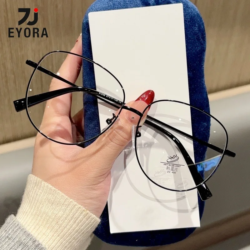 

Очки для чтения EYORA Street Snap Round для женщин, металлические, с защитой от синего света, фотохромные, с оптическими линзами по рецепту