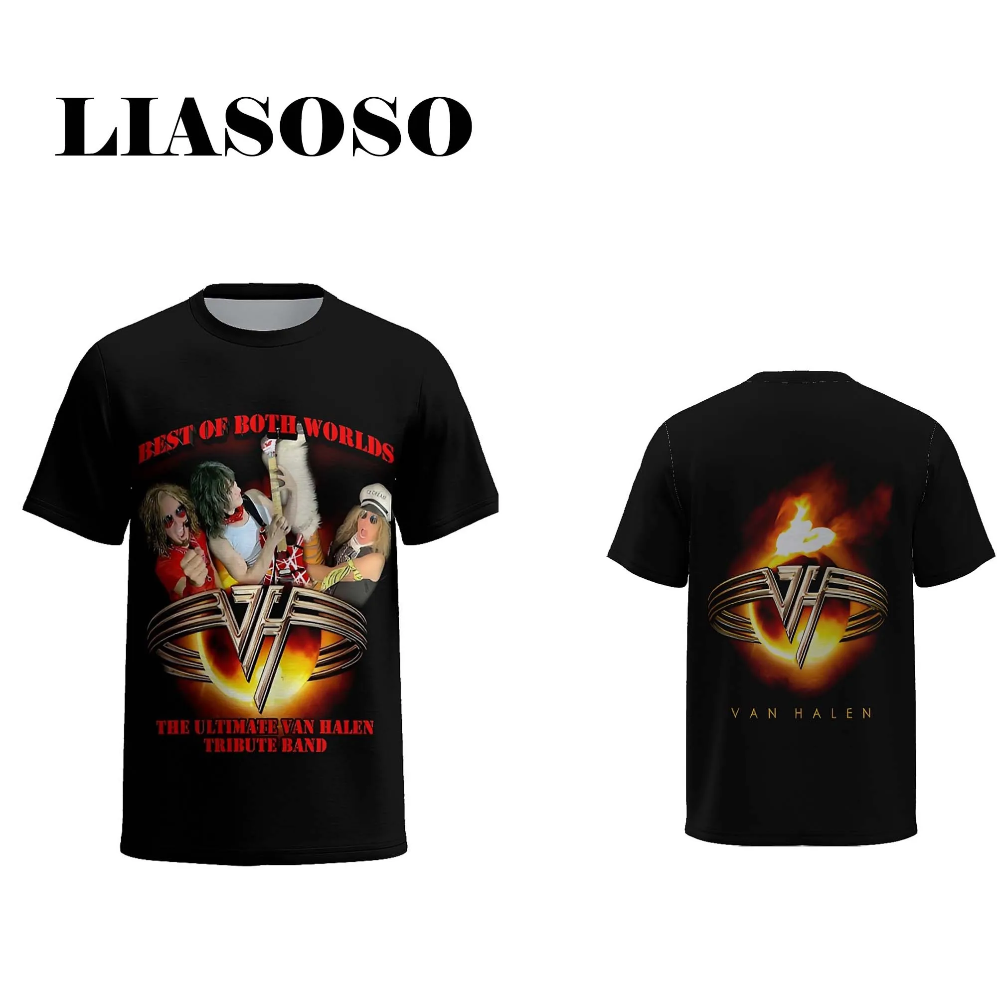 LIASOSO 2024 Van Halen Band 3D Printed T-Shirt Harajuku Tops Classic Rock Summer Tshirt Short Sleeve Casual Wear for Men & Women