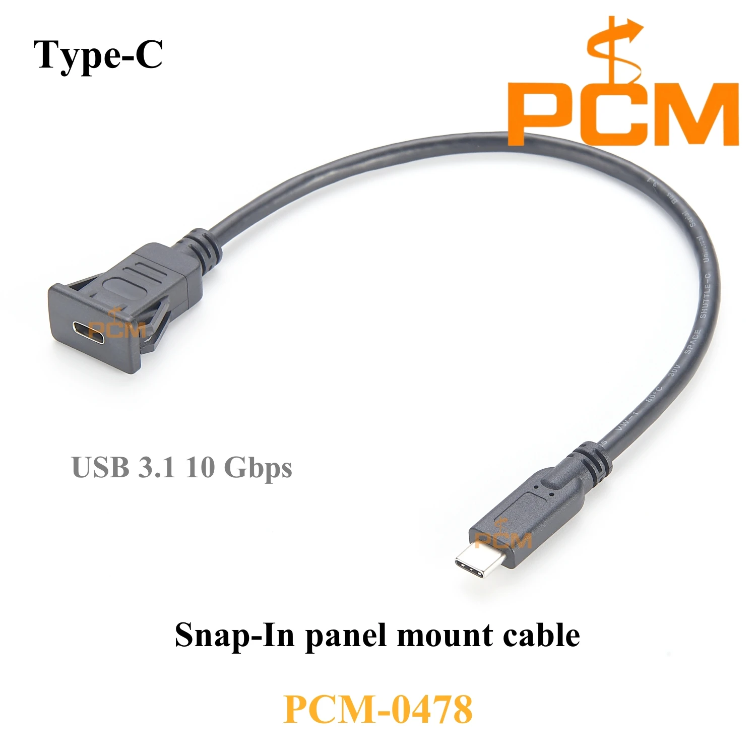 10gbps-usb-tipo-c-31-cabo-de-montagem-embutida-quadrado-usb-c-macho-para-femea-snap-in-cabo-de-extensao-de-montagem-em-painel-para-carro-caminhao-barco