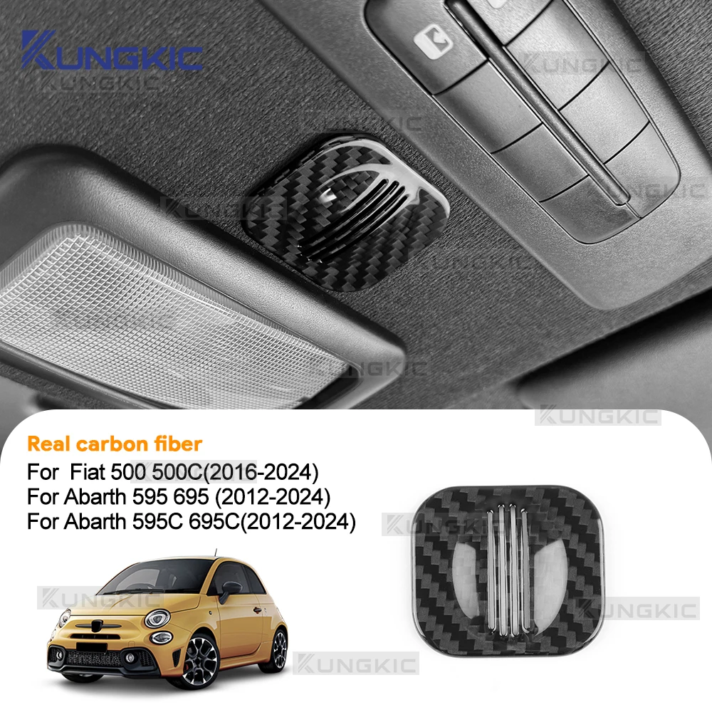 

Real Hard Carbon Fiber For Abarth 595 595C 695 695C 2012 2013-2024 Fiat 500 500C 2016-2024 Car Roof Microphone Receiver Cover