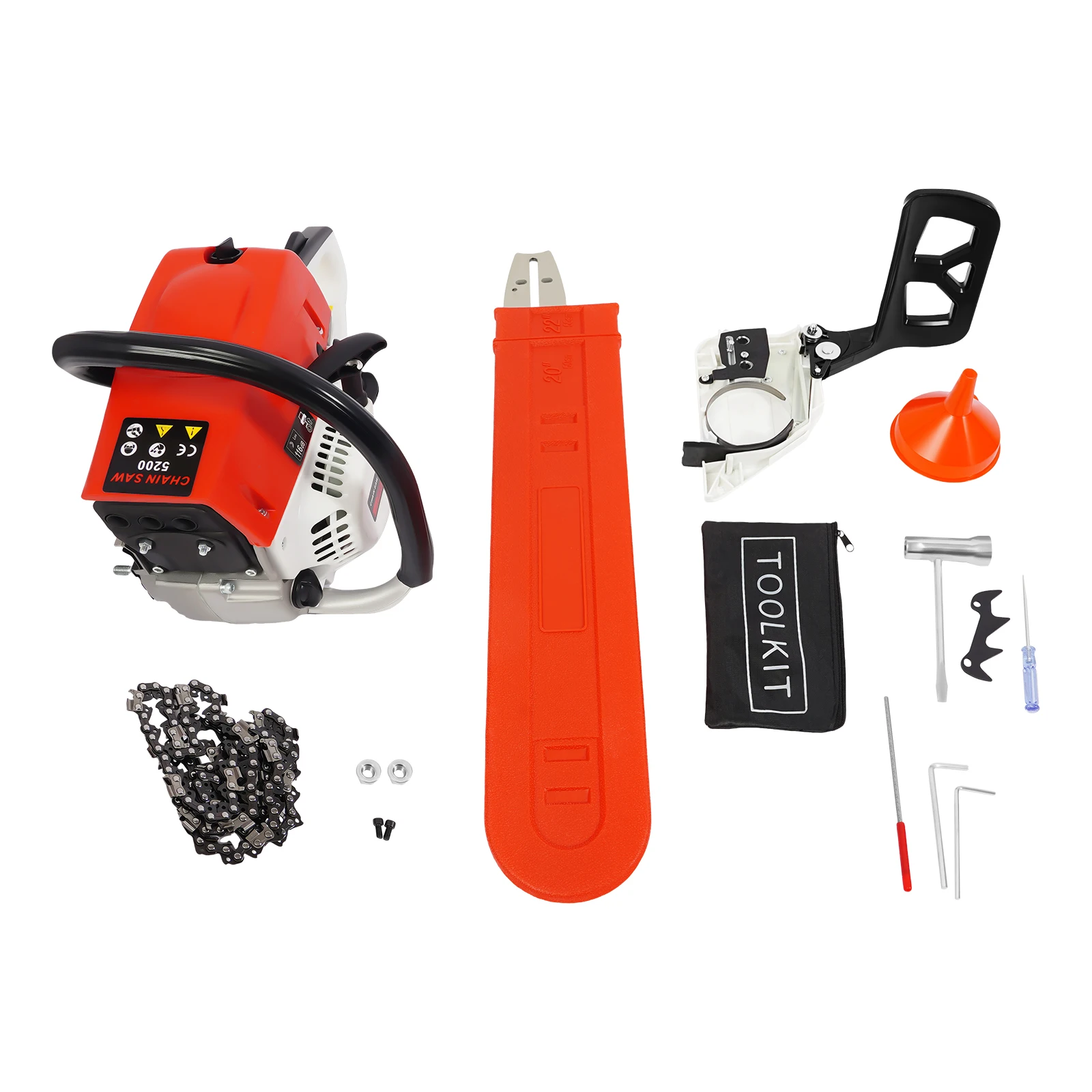 22-Zoll-Gaskettensäge, 52 cc 2-Takt-betriebene Kettensäge, tragbare Benzin-Kettensägen zum Schneiden von Baumholz, Gaskettensäge