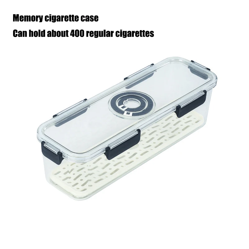 Premium 400 Cigarettes Timer Case Airtight Moistureproof Clear Storage Container Large Capacity Gift for Men Smokers Home Office