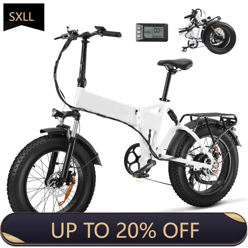 

SXLL Electric bicycle adult 1000W peak motor 48V614Wh lithium battery electric bicycle full suspension 20 * 4 inch fat tire snow
