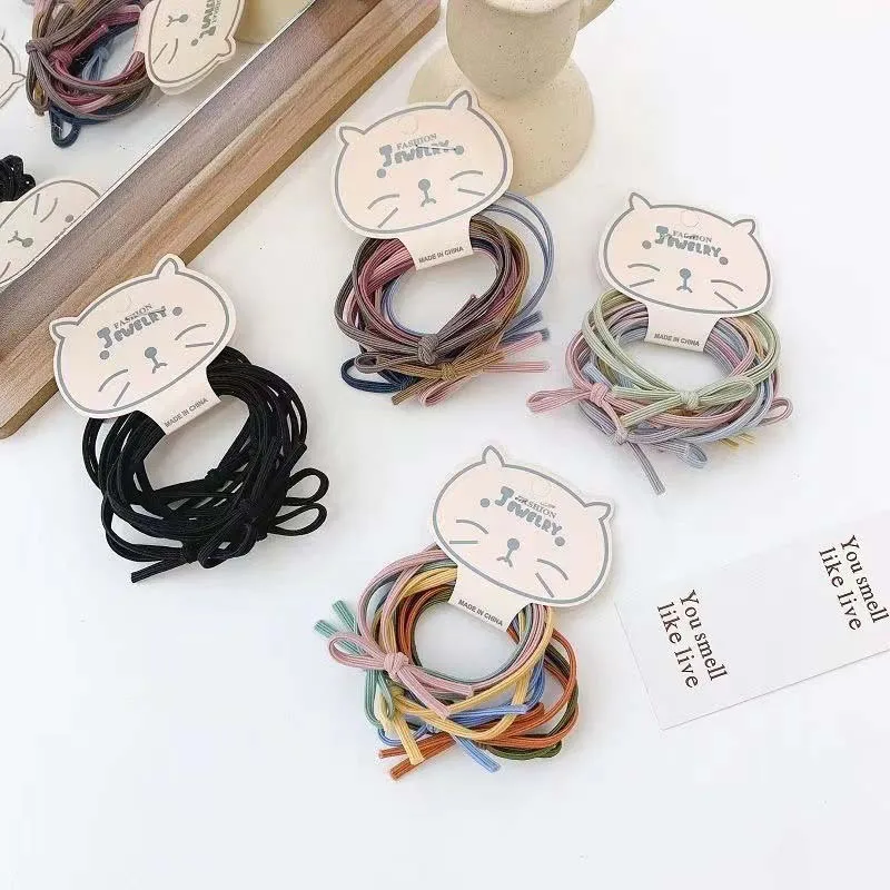 

5/6pcs Fashion Women's Colorful Headrope Girls' High Elastic Hair Rubber Band Horsetail Hair Rope Hair Accessories