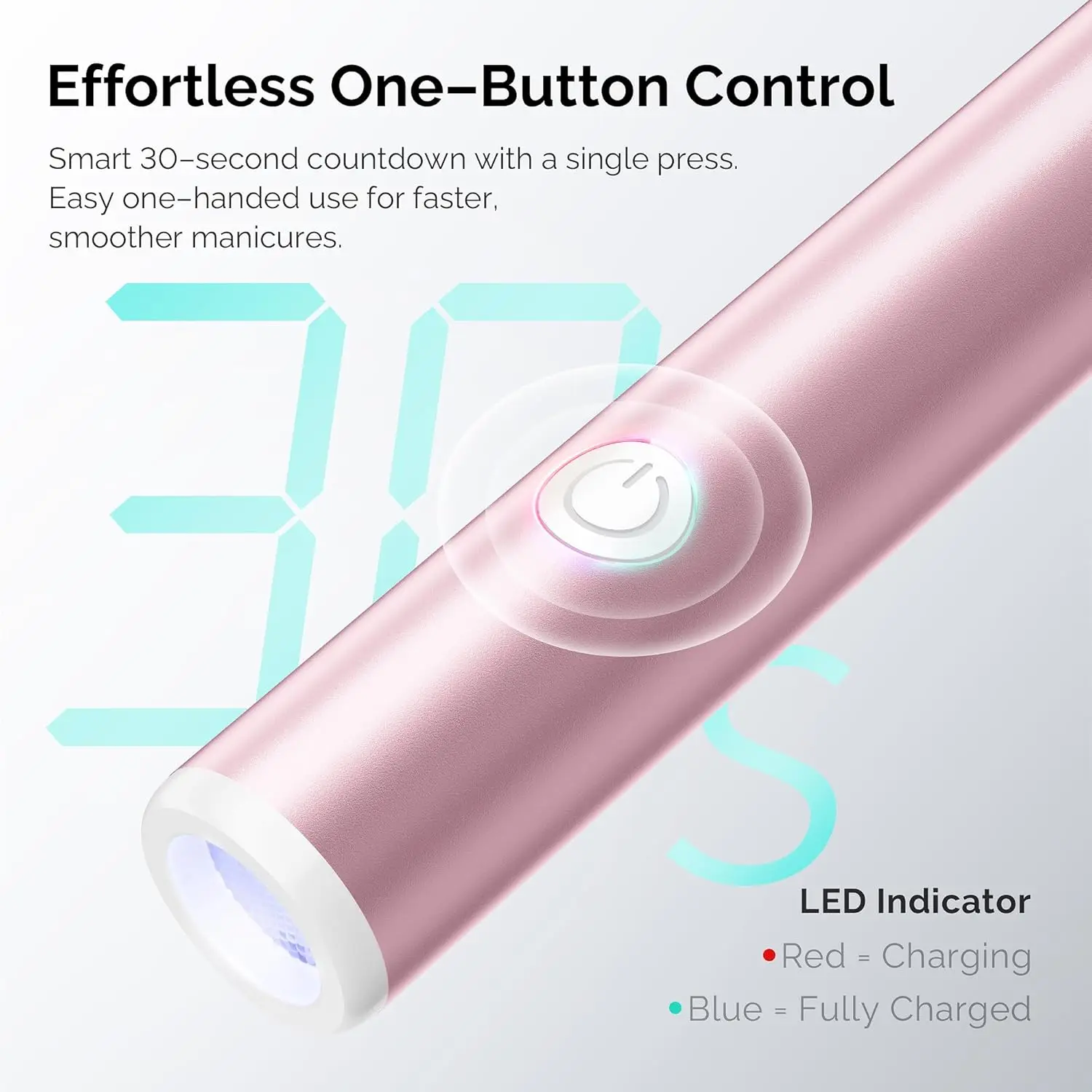 Luz UV de mano para uñas de gel con carga magnética: lámpara de uñas LED portátil para esmalte de gel, rosa
