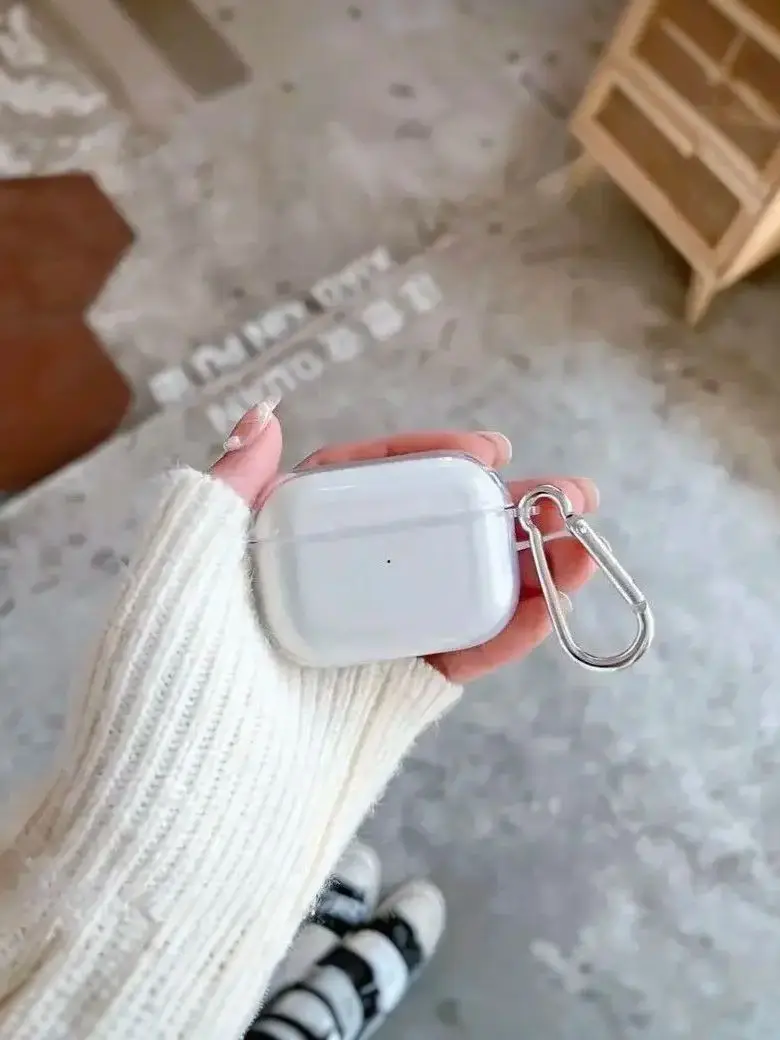 Étui Airpods Pro souple et Transparent en TPU, avec crochet, housse transparente antichoc pour Airpods 1 2 3