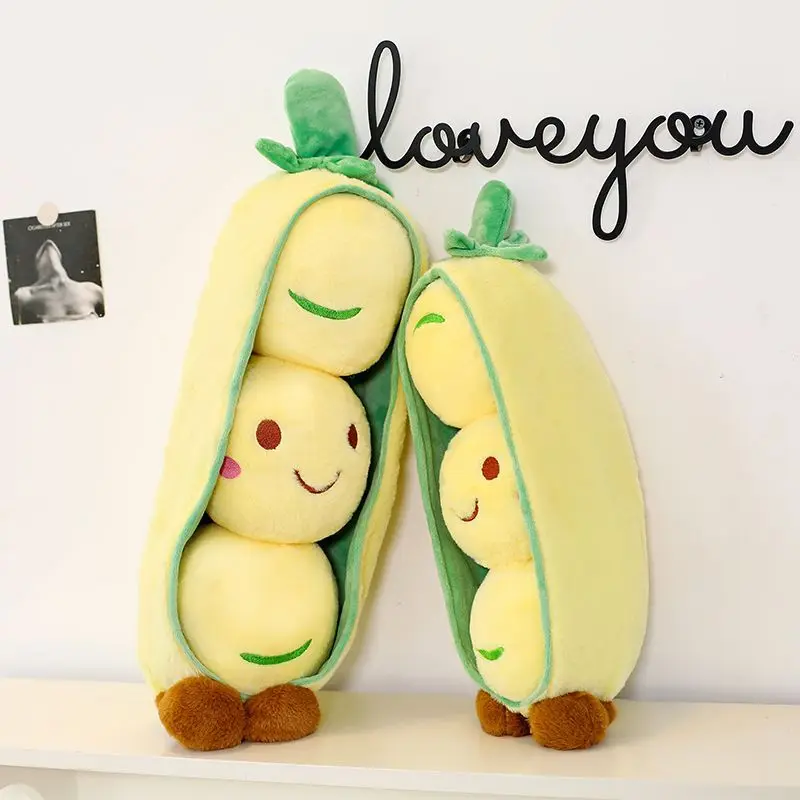 سوبر لطيف البازلاء قرنة ألعاب من نسيج مخملي انفصال فول دمية الفول تنبت تمثال وسادة هدية للفتيات