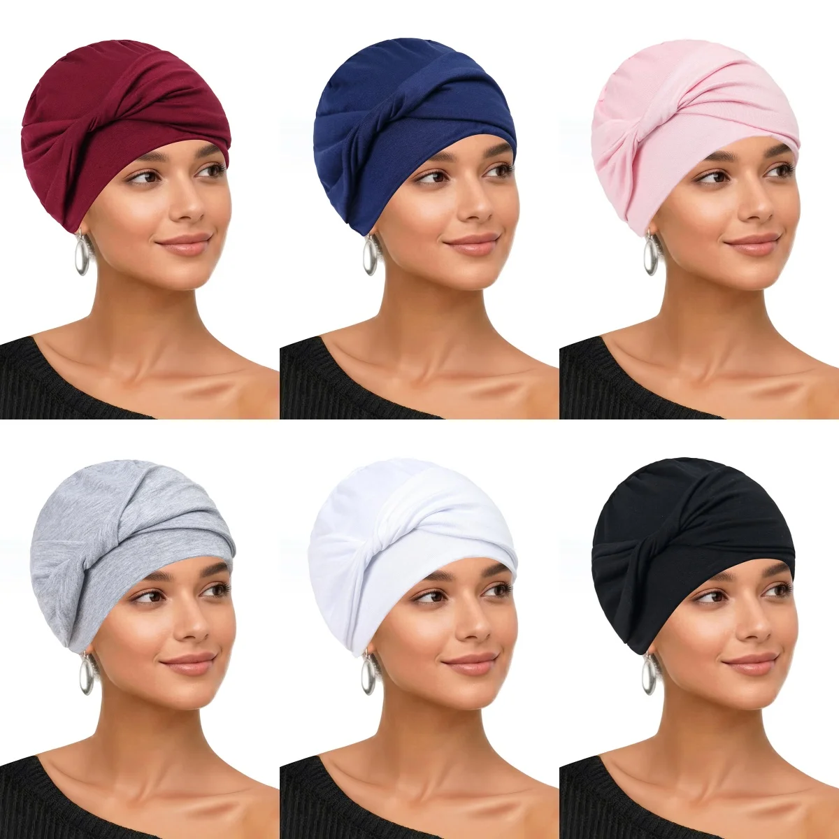 Fashion Women Solid Color Turban Hijab Soft Strech Head Wrap Indian Headwrap Scarf Tie Hair Loss Islamic Headwrap