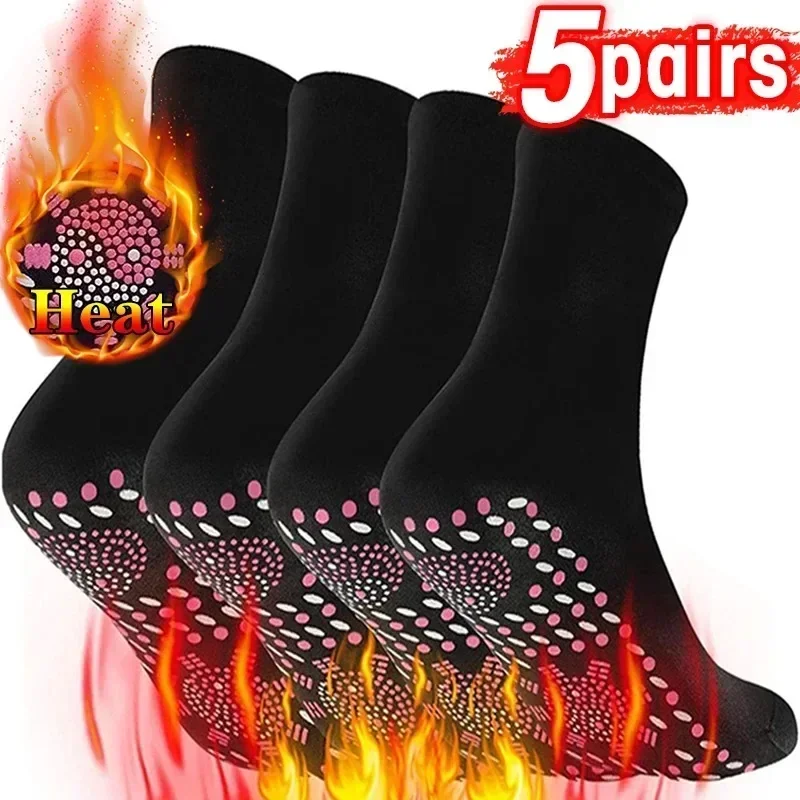 

1/3/5pairs Tourmaline Self-Heating Socks Winter Warm Thermal Health Care Socks Slimming Health Short Sock Magnetic Therapy Sock