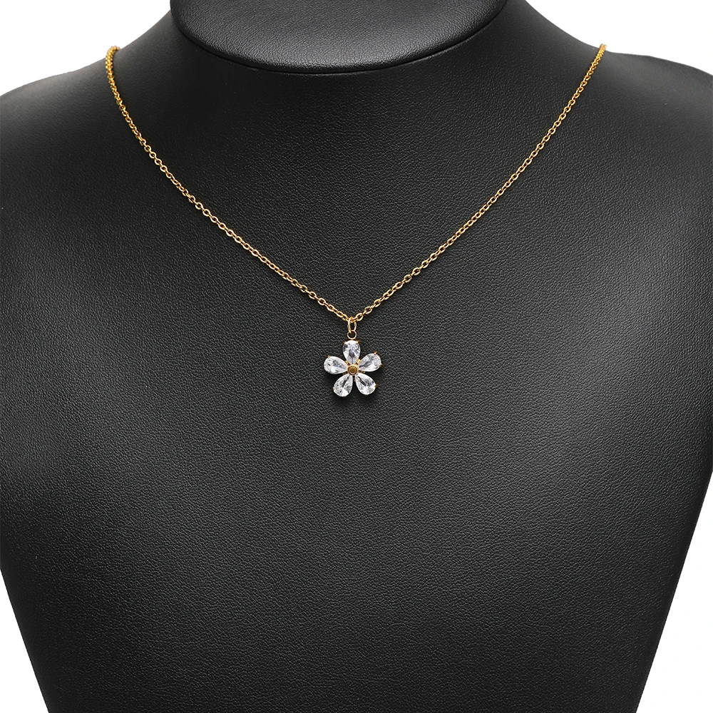 3 Stück Edelstahl-Herz-Zirkon-Anhänger Transparente Kristallblumen-Charms für DIY-Halsketten, Schmuckzubehör und Ohrringherstellung – Detail 6