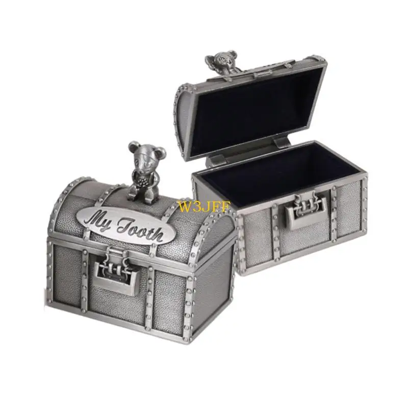 حاوية تجعيد الأسنان للأطفال من W3JF، صندوق تذكارات للأسنان الأولى والتجعيد للأطفال