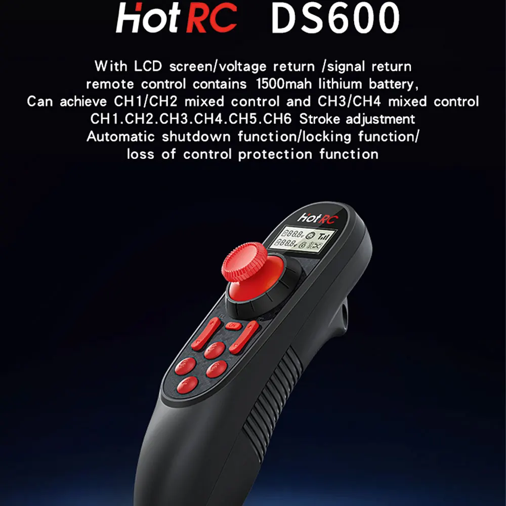 HOTRC DS600 Wireless Remote Control Upgrade System With F-06A Receiver 2.4GHz6CH Radio Transmitter ForRC Fishing Bait Boat Model view 5