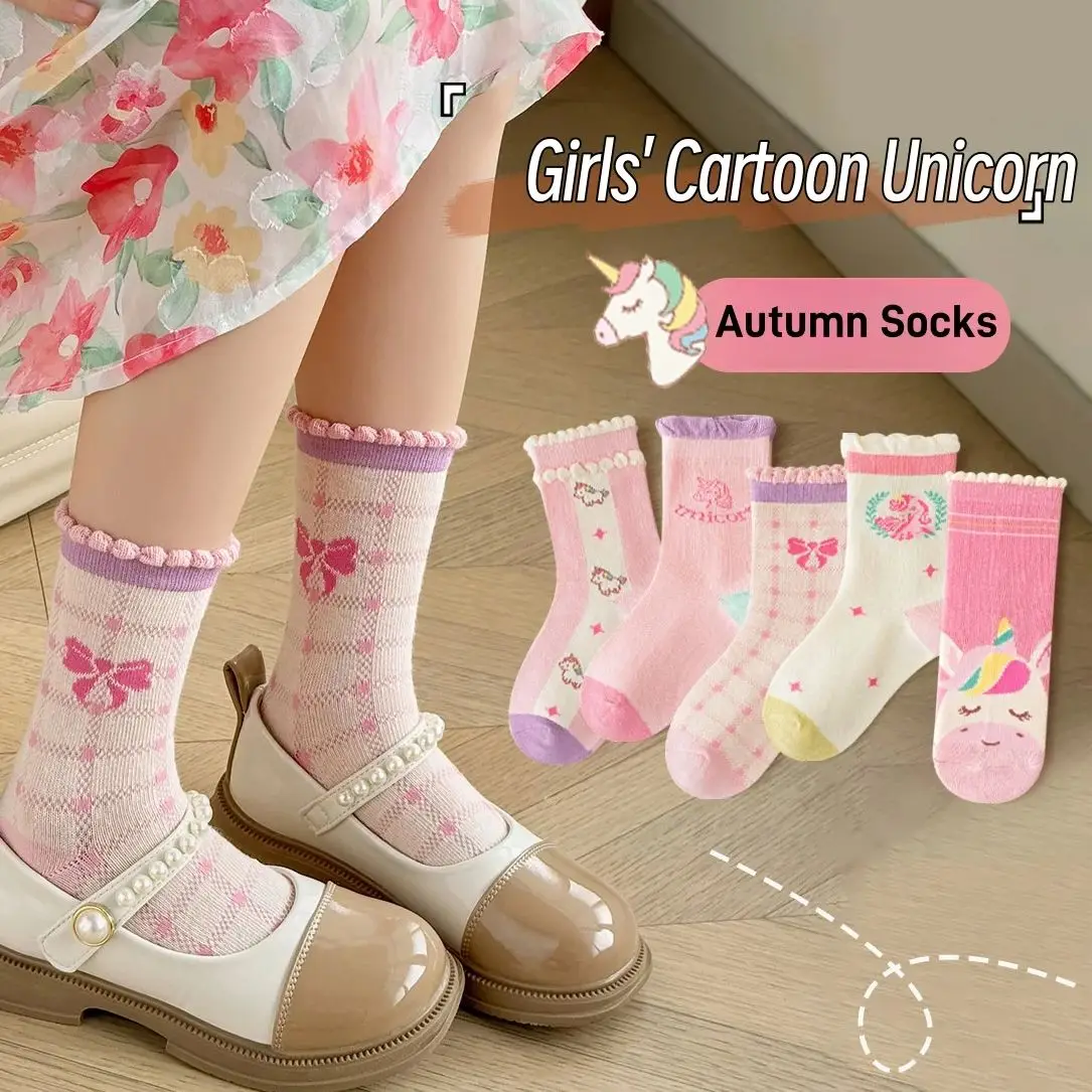 

Newest Girls' Socks Baby Autumn Sweet Pink Socks Children's Cotton Socks Mid Calf Length Princess Style