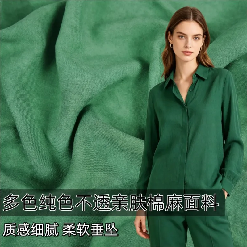 Non-transparent multi-color herbal solid color skin-friendly tie-dyed cotton and linen fabric for shirts dresses trousers Hanfu