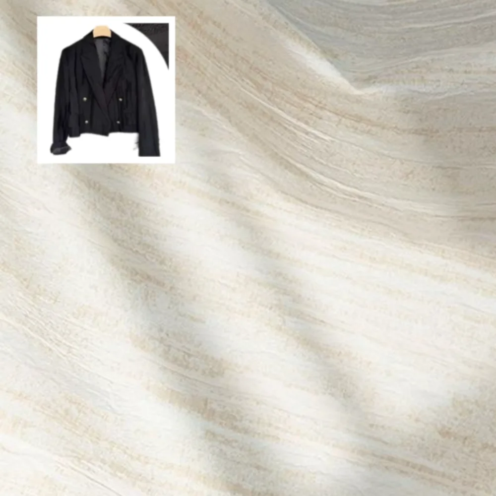 

Black Natural Cotton Linen Wrinkled Jacquard Fabric for Suit Jackets Skirts Clothing Designers Apparel Diy Sewing By The Meter