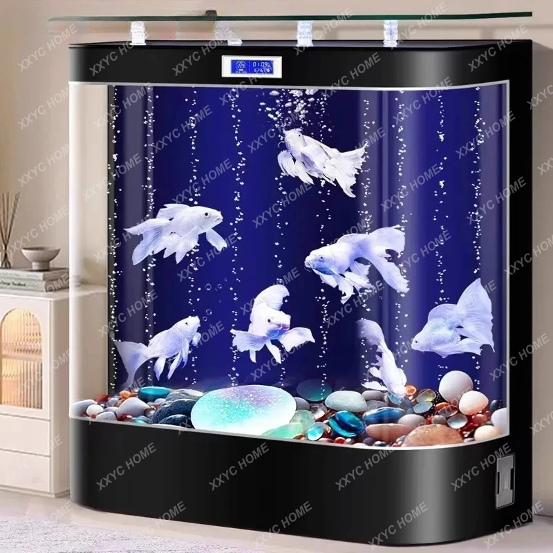 LXNew double round  living room, small and medium-sized household floor-to-wall back filter integrated    jellyfish aquarium