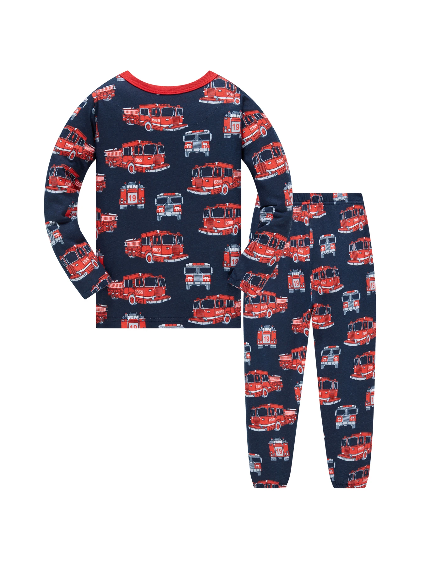 100% Baumwolle Kinder-Pyjama-Set für 1-8 Jahre alte Jungen und Mädchen, vollflächig bedruckter Cartoon-Pyjama, 2-teilig, bequemer Langarm-Hausanzug – Detail 4