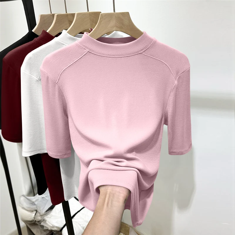 Camiseta informal Svel para mujer, ropa interior de manga media, diseño en espiral Bot irt, ajuste cómodo para ir al trabajo, ajuste Regular adecuado